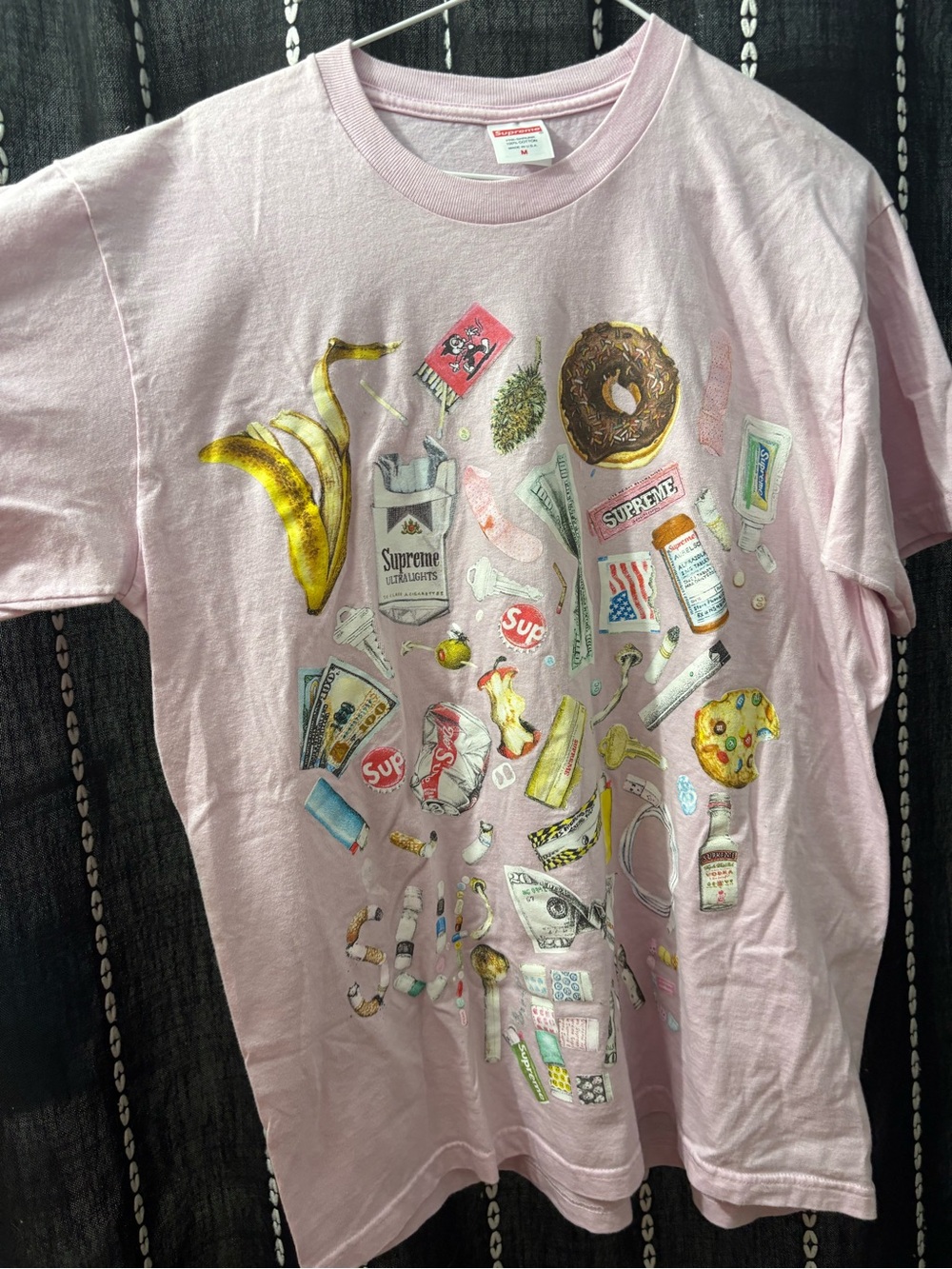 Supreme Light Pink Kids Graphic Tee with Colorful Icon Print